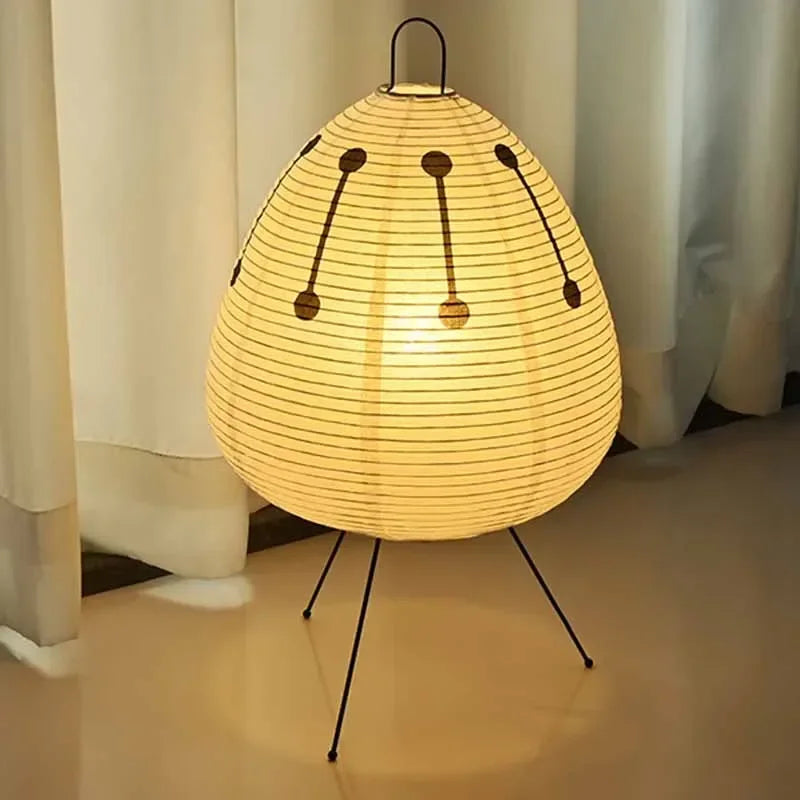Handmade Rice Paper Iron Tripod Table Lamp