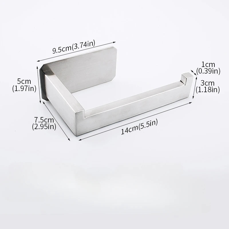 No Drill Stainless Steel Wall Mounted Tissue Holder