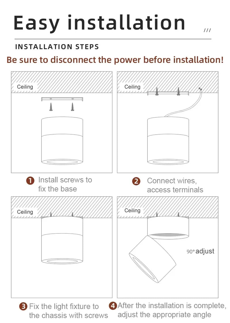 LED Sunset Lamp - Adjustable Angle Ceiling Spotlight | Modern Surface Mounted Light