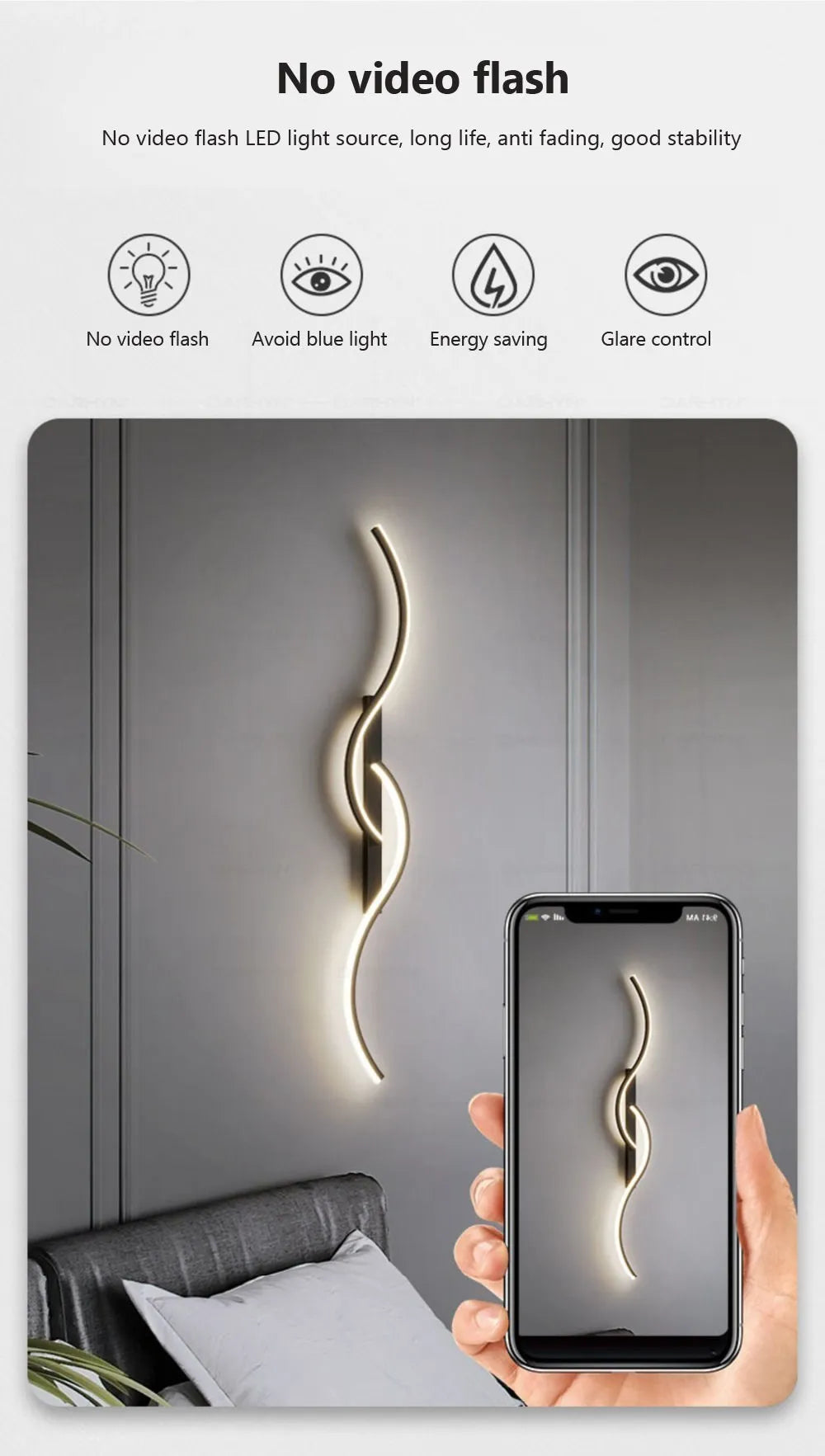 Minimalist Aluminum Bedside LED Up Down Wall Sconce