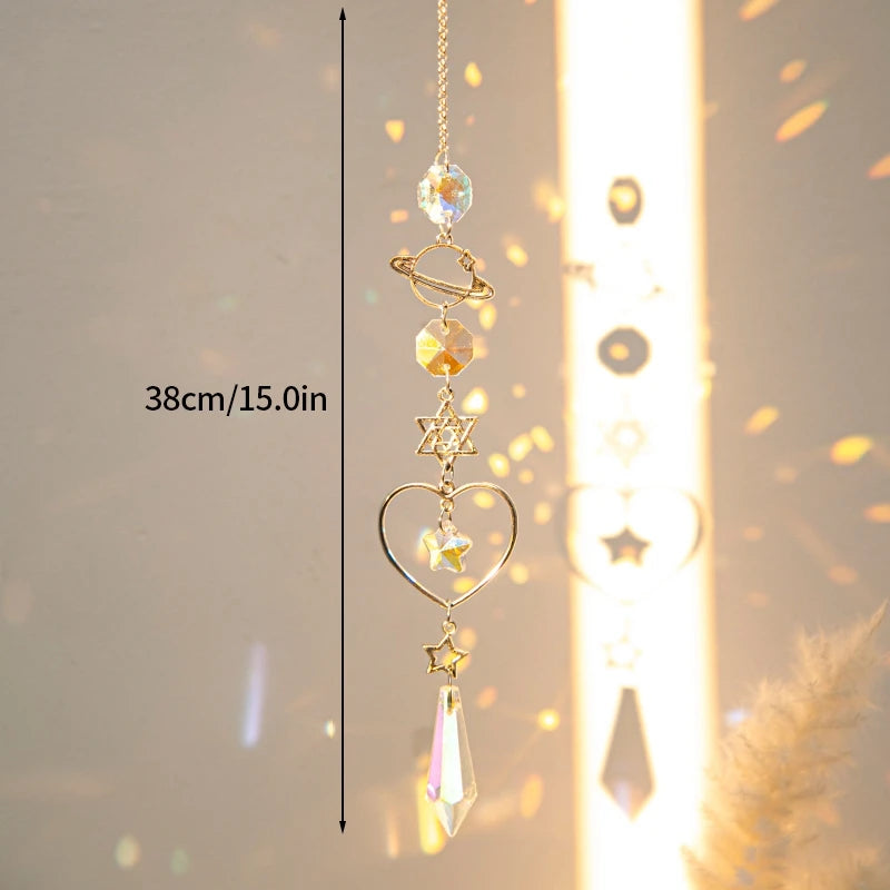 Crystal Moon Star Rainbow Suncatcher Wind Chime