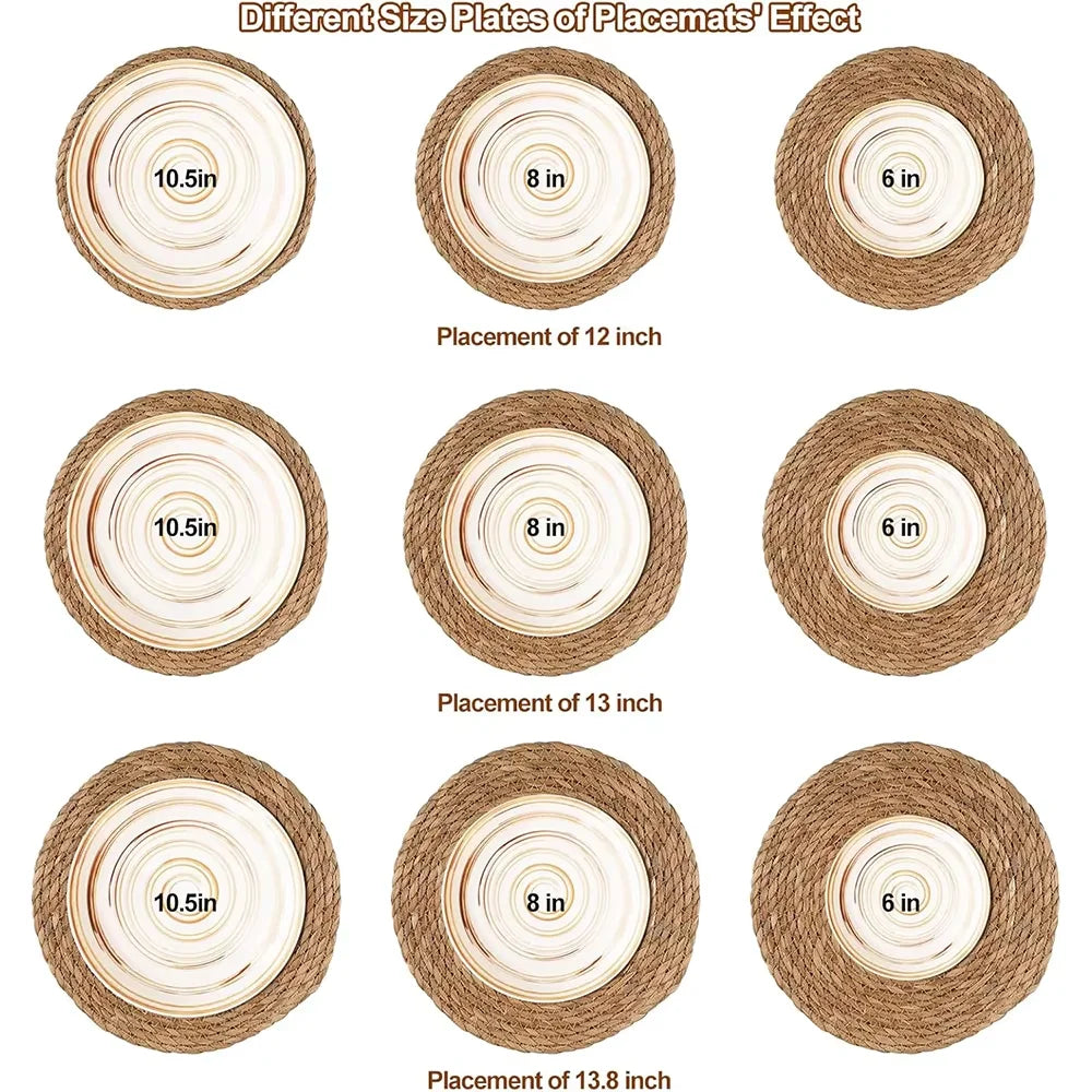 Boho Round Natural Water Hyacinth Woven Placemat