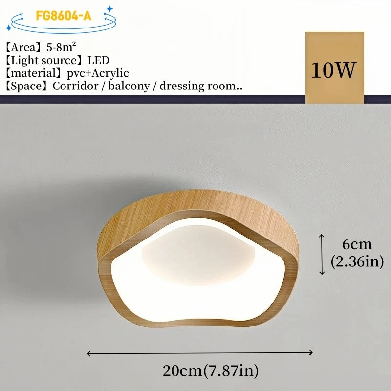 Nordic Minimalist Wood Grain Surface Mounted Ceiling Lamp