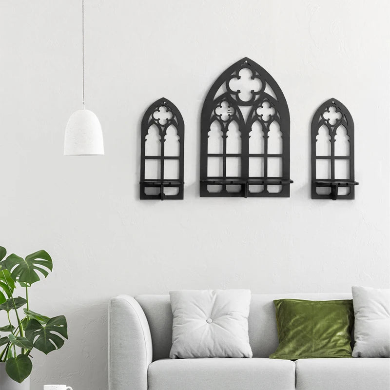Bohemian Wooden Crystal Gothic Display Shelf