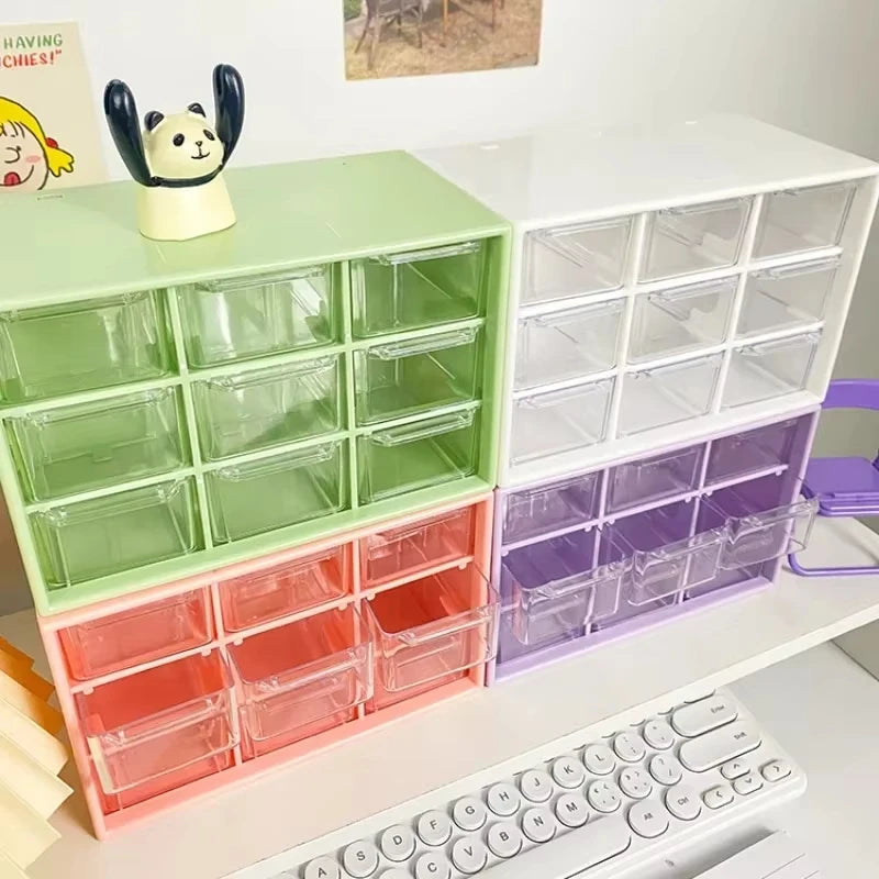 Transparent 9 Grid Desktop Office Drawer Organizer