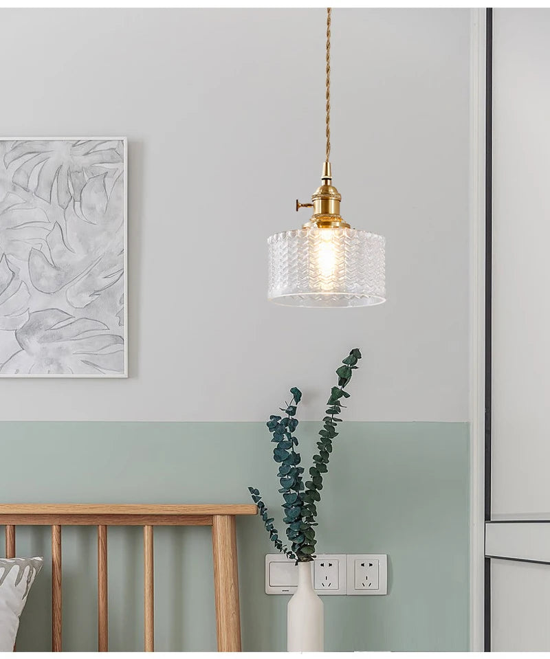Modern White Glass Bedroom Pendant Lamp