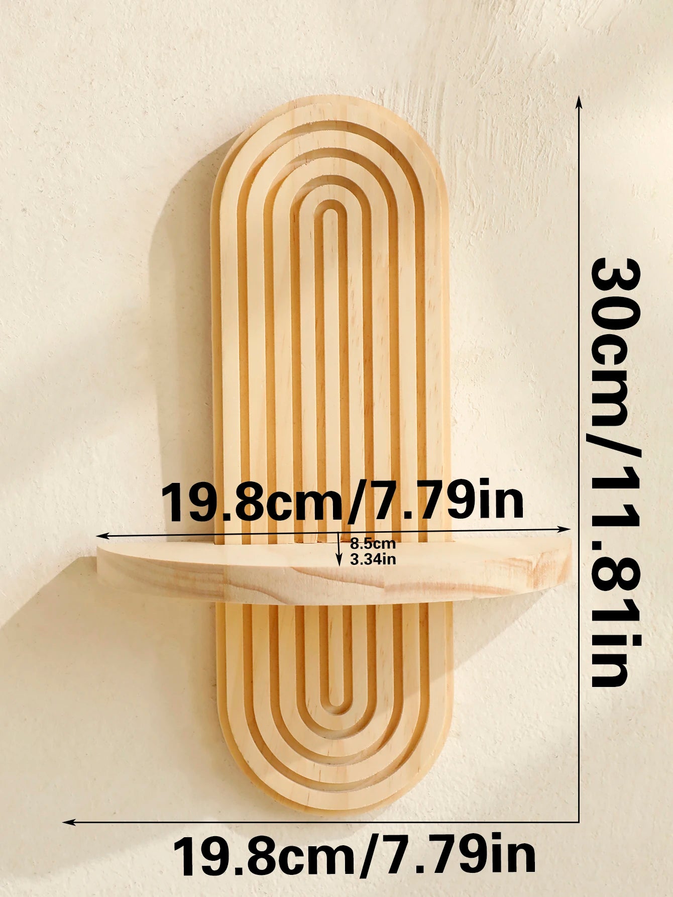 Boho Geometric Natural Wood Wall Shelf