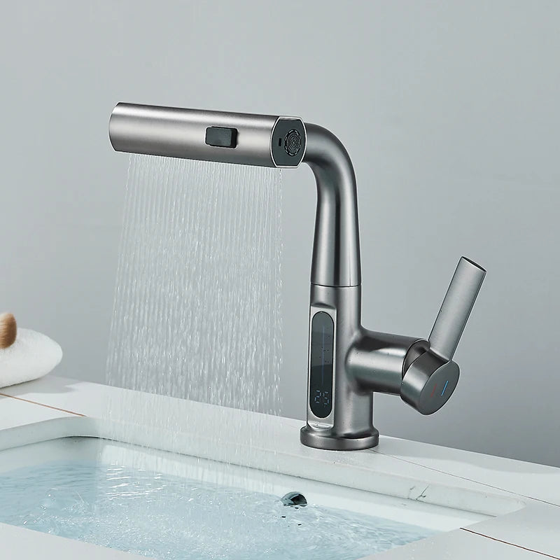 Digital Temperature Display Pull Out Basin Faucet