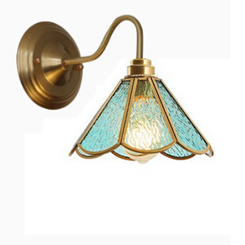 Retro Copper Tiffany Stained Glass Wall Lamp