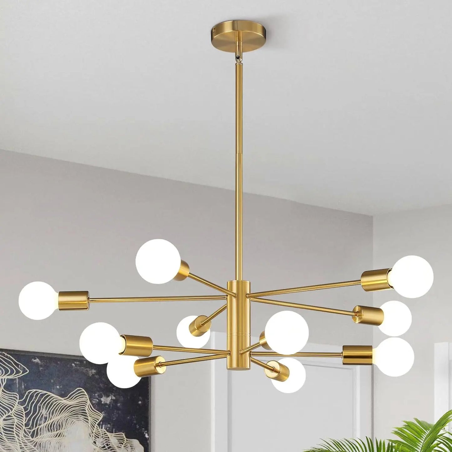 Black Gold Iron Multi Arm Ceiling Chandelier