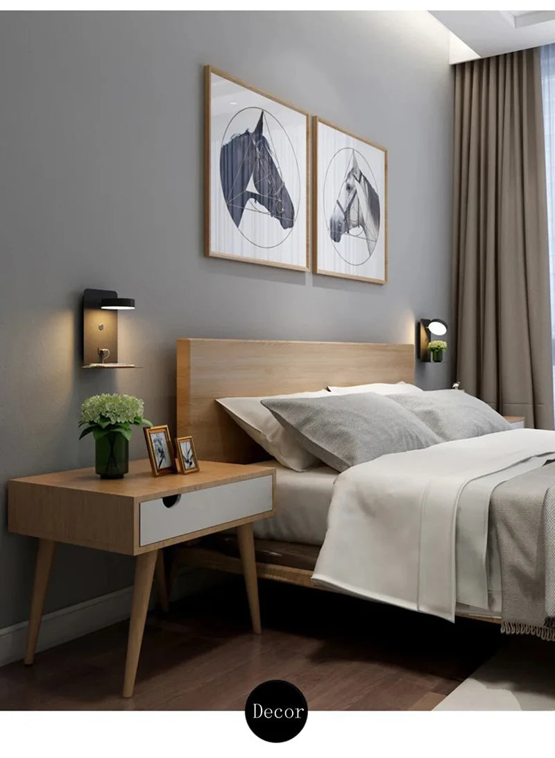 USB Charging Bedside Reading Wall Lamp