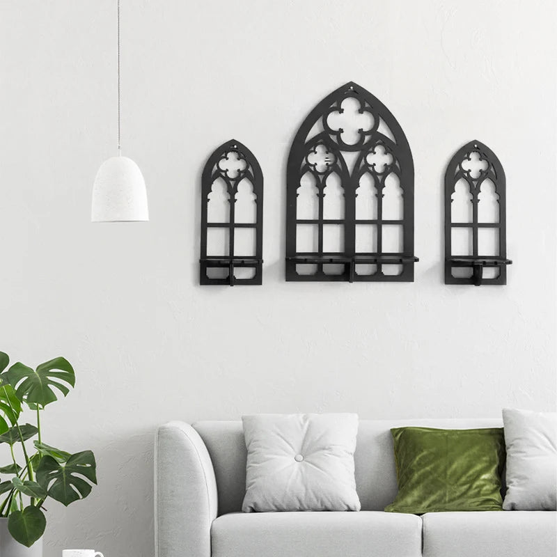Bohemian Wooden Crystal Gothic Display Shelf