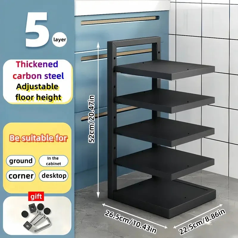 Multi-Layer Adjustable Stainless Steel Pot Rack