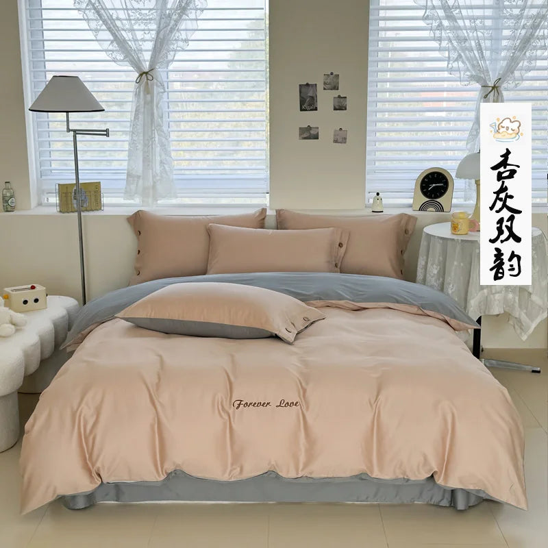 100% Cotton Two Tone Soft Skin Friendly Duvet Cover Set