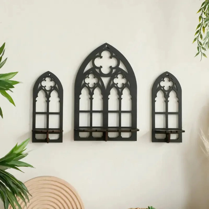 Bohemian Wooden Crystal Gothic Display Shelf