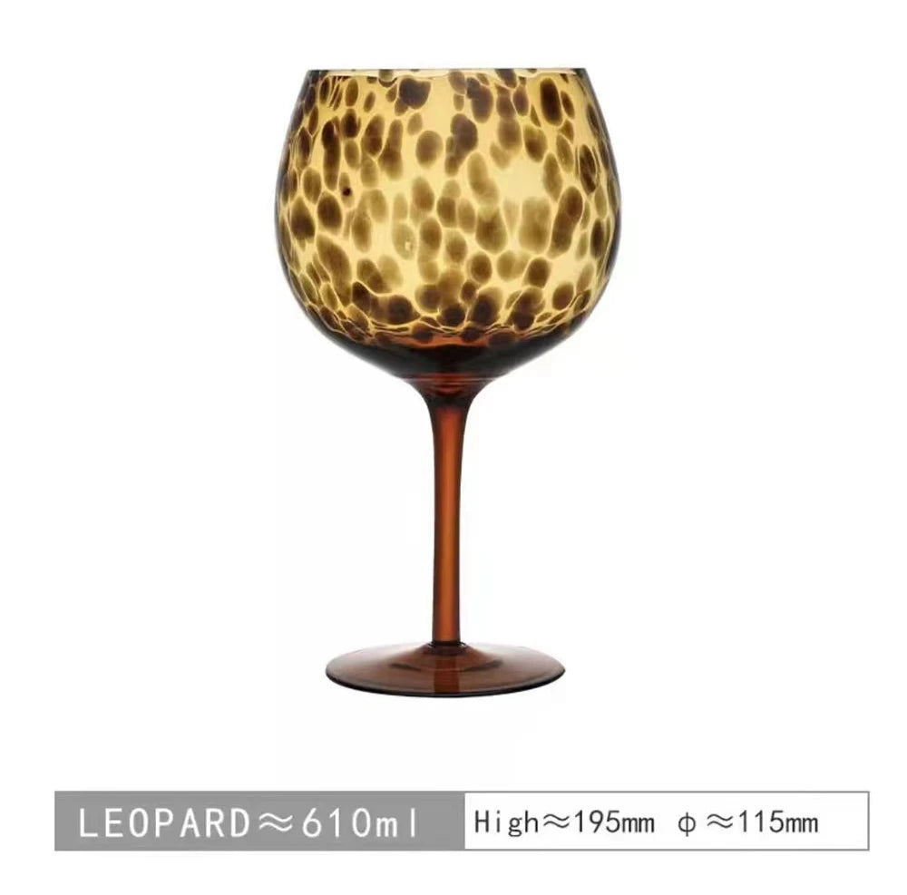 Vintage Leopard Print Crystal Cocktail Goblet