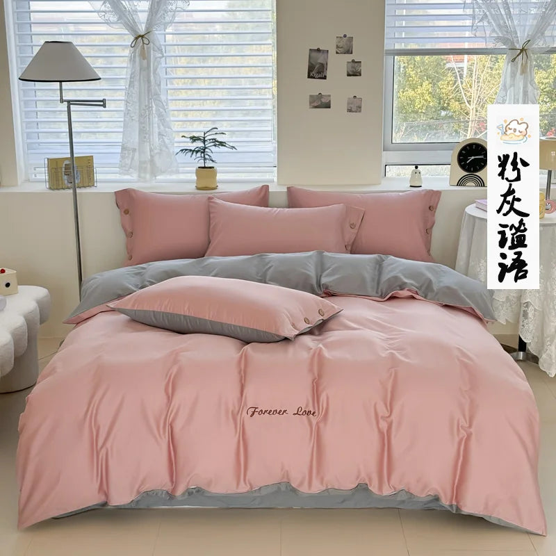 100% Cotton Two Tone Soft Skin Friendly Duvet Cover Set