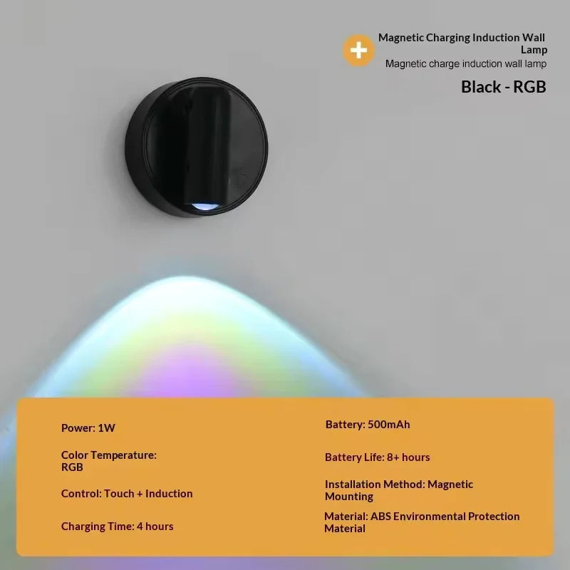Magnetic Base USB Rechargeable Cordless Dimmable Wall Lamp