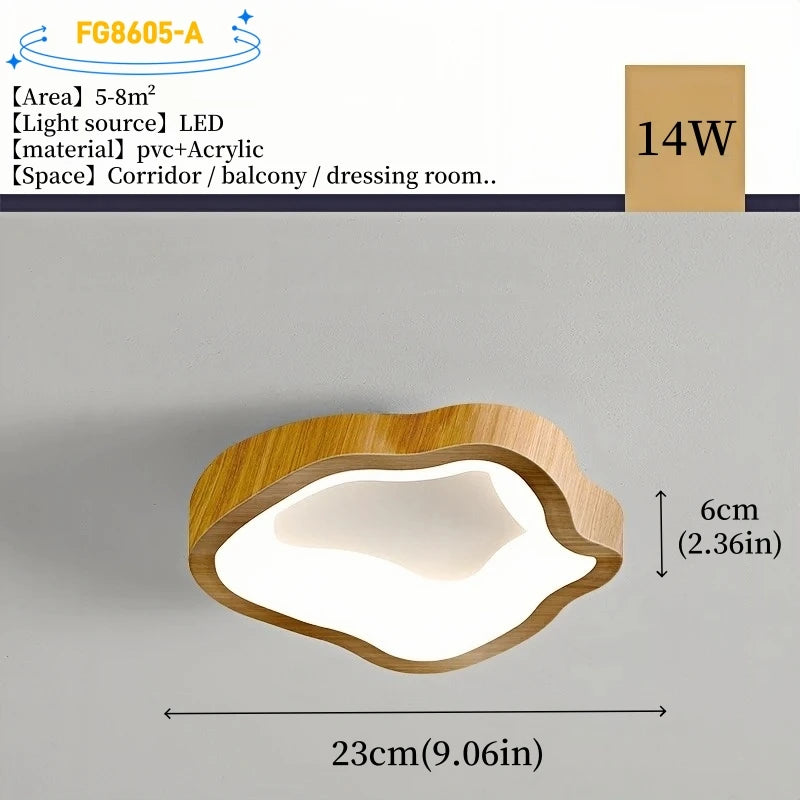 Nordic Minimalist Wood Grain Surface Mounted Ceiling Lamp