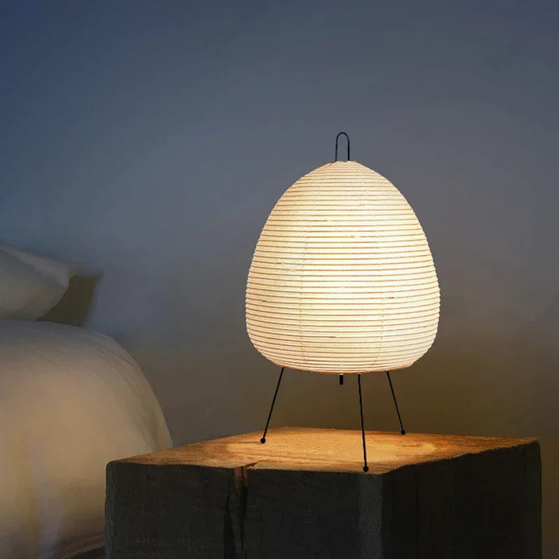 Handmade Rice Paper Iron Tripod Table Lamp