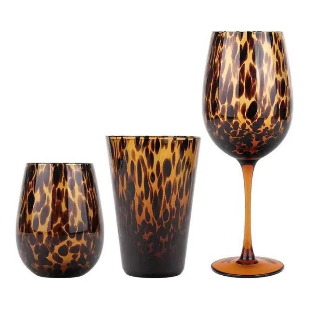 Vintage Leopard Print Crystal Cocktail Goblet