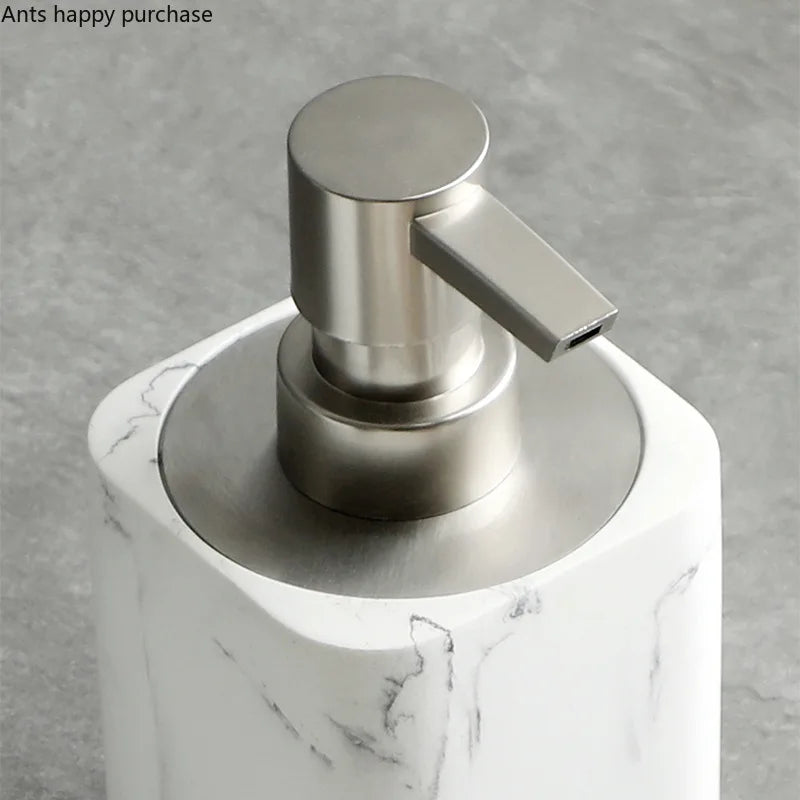 4 Piece Resin Marble Bathroom Soap Dispenser Set