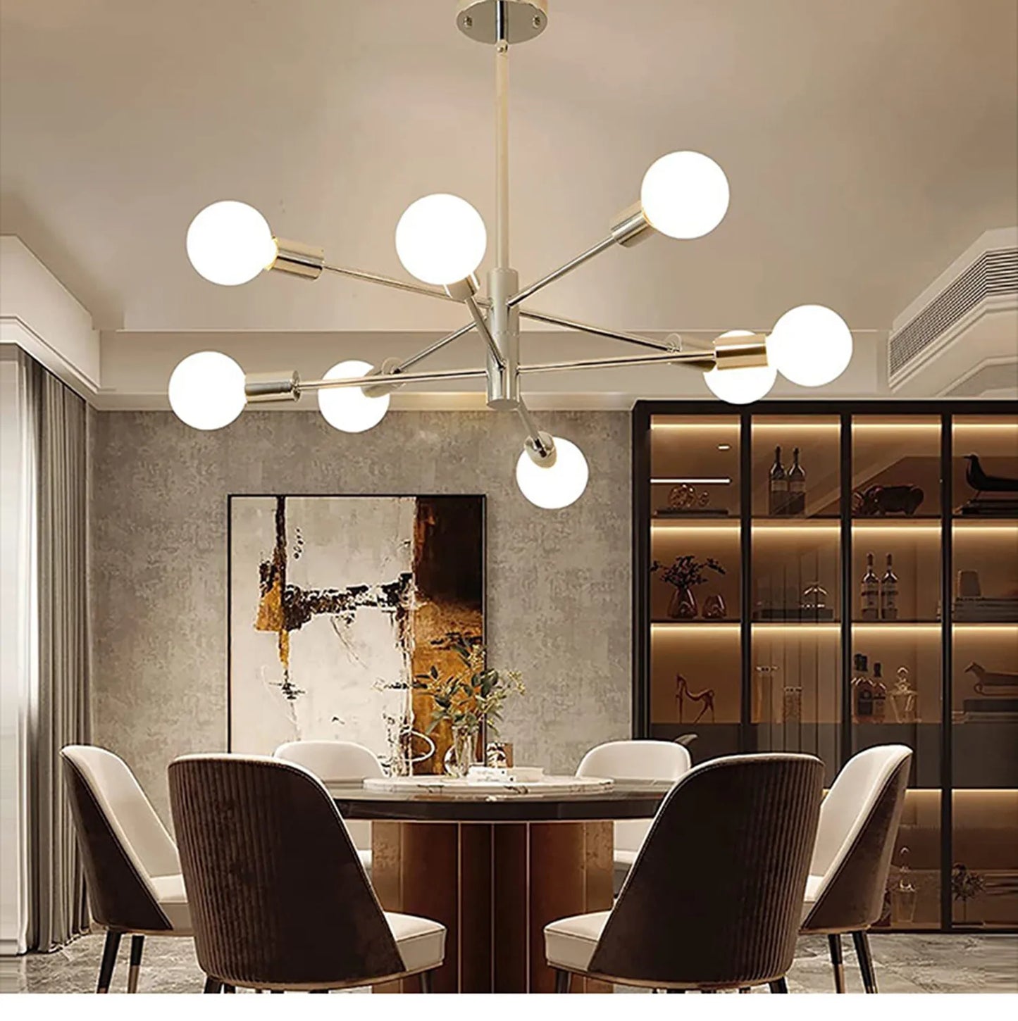 Black Gold Iron Multi Arm Ceiling Chandelier