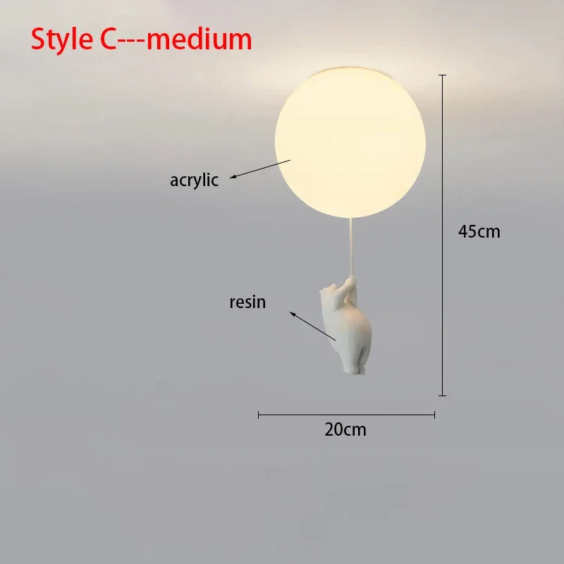 Cartoon Bear Acrylic Bedroom Ceiling Lamp