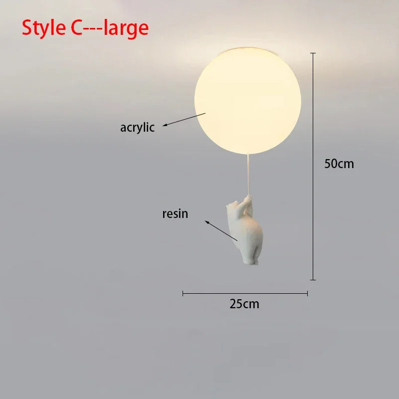Cartoon Bear Acrylic Bedroom Ceiling Lamp