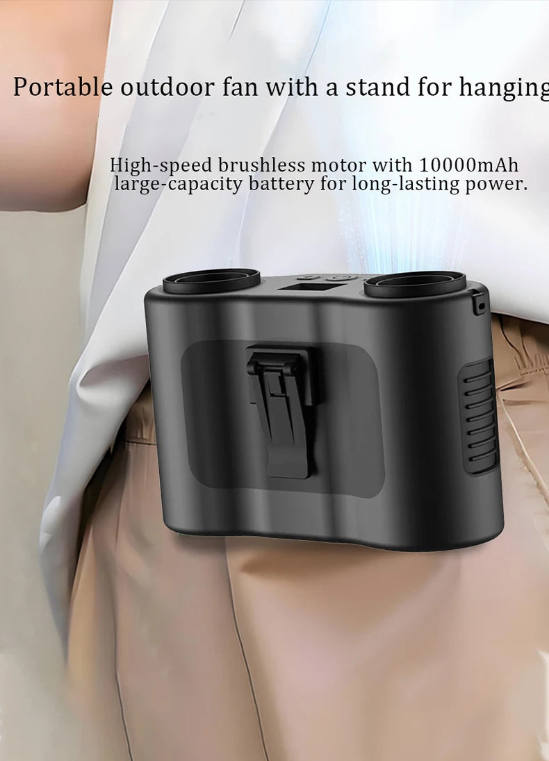 Portable Camping Fan — Rechargeable Dual Air Outlet with Night Light