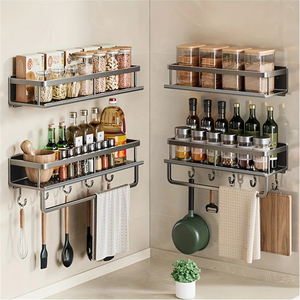 Wall Mounted Multi-Function Kitchen Seasoning Storage Rack