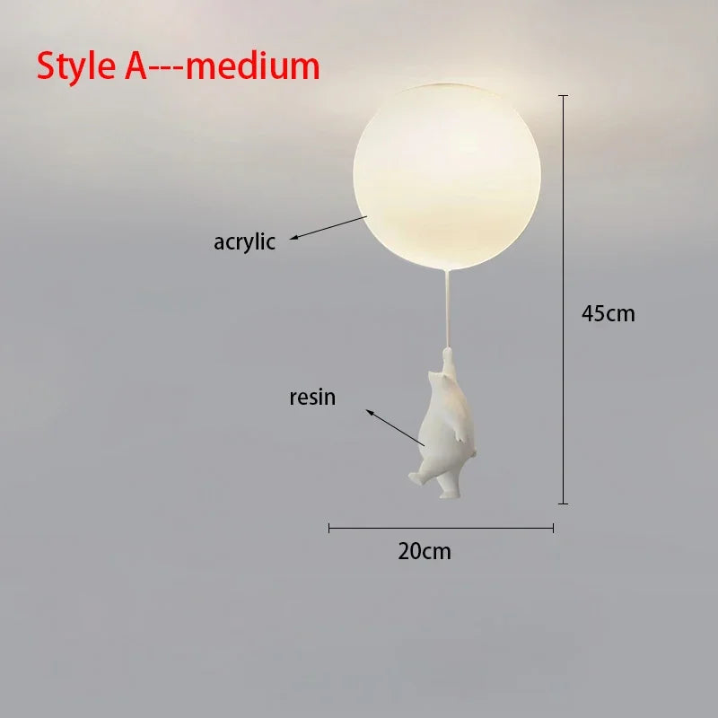 Cartoon Bear Acrylic Bedroom Ceiling Lamp