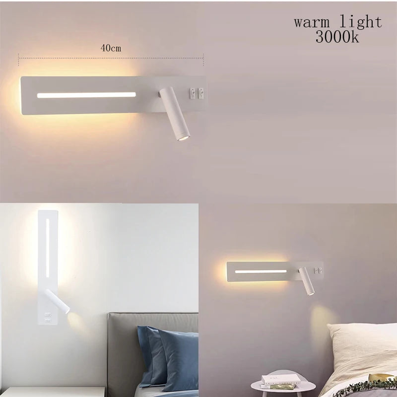 USB Charging Bedside Reading Wall Lamp