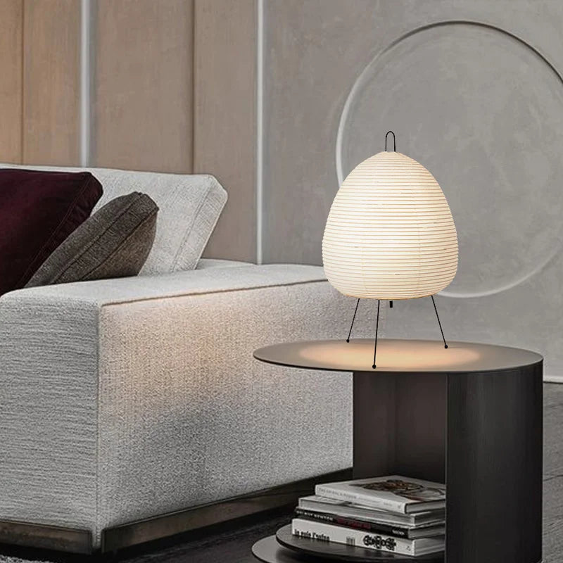 Handmade Rice Paper Iron Tripod Table Lamp