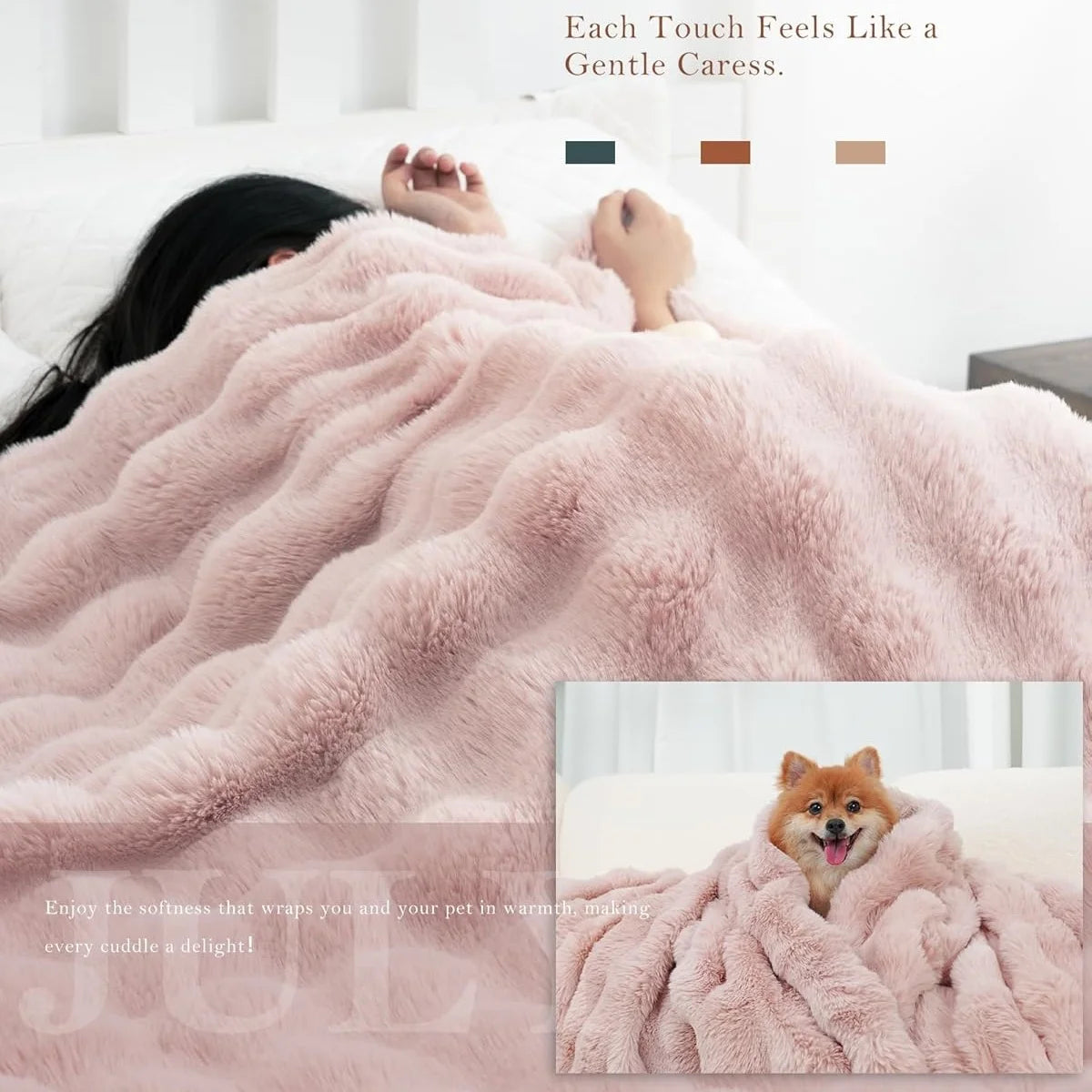Faux Rabbit Fleece Weighted Knit Throw Blanket