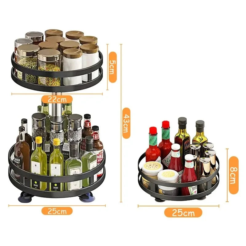 3 Tier Stainless Steel 360 Rotating Spice Rack