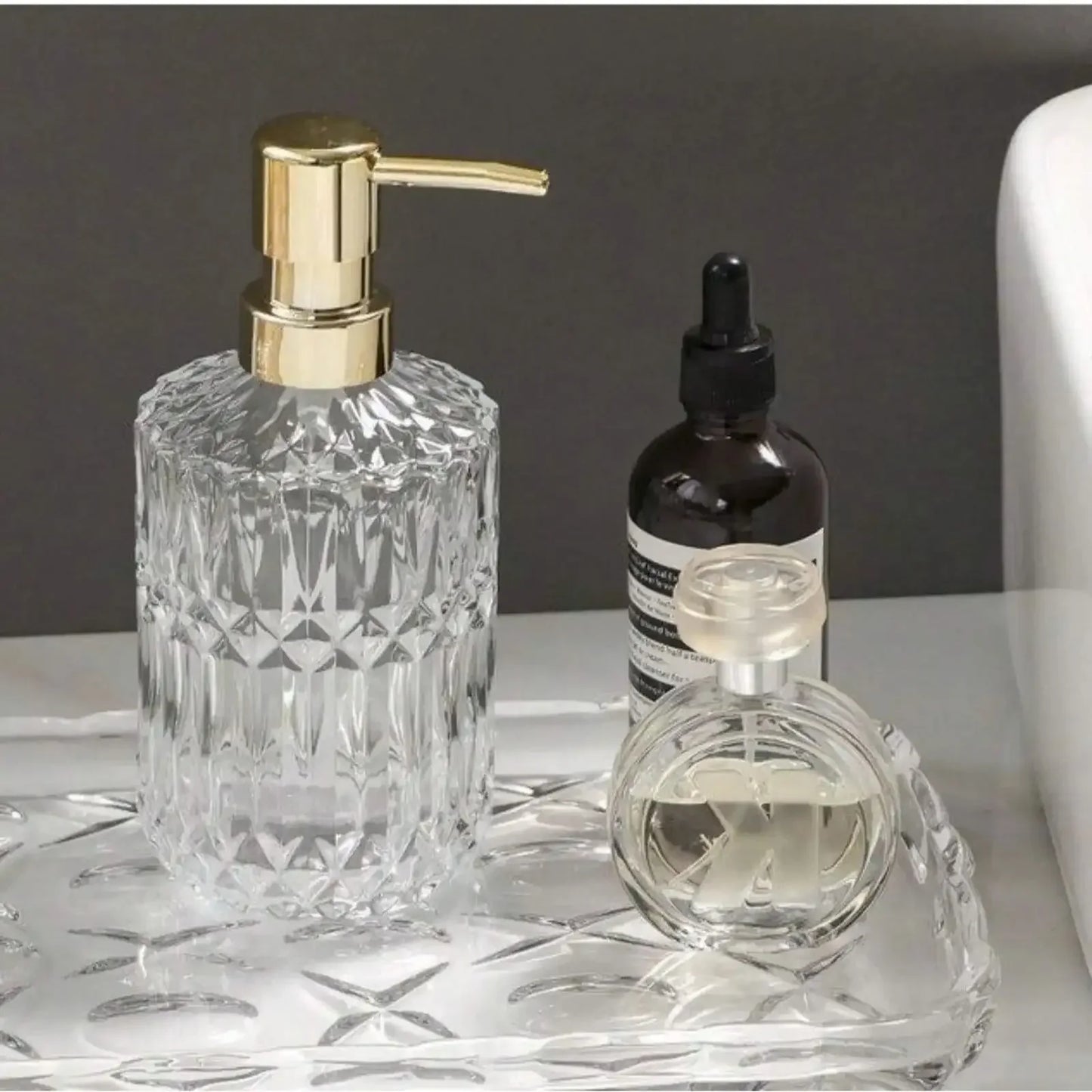 400ml Clear Glass Press Pump Soap Dispenser