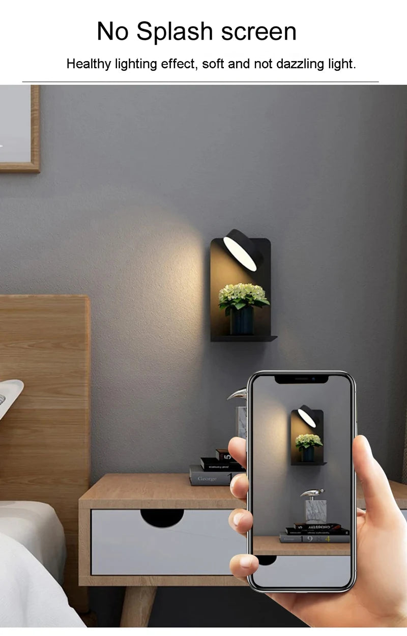 USB Charging Touch Switch Bedroom Wall Lamp