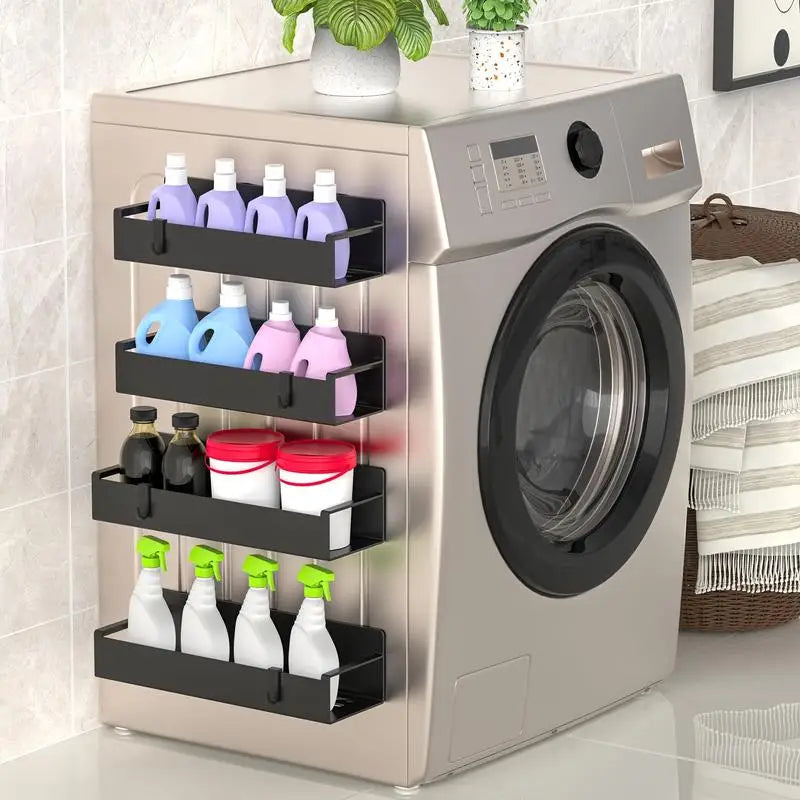 Black Metal Magnetic Refrigerator Spice Rack