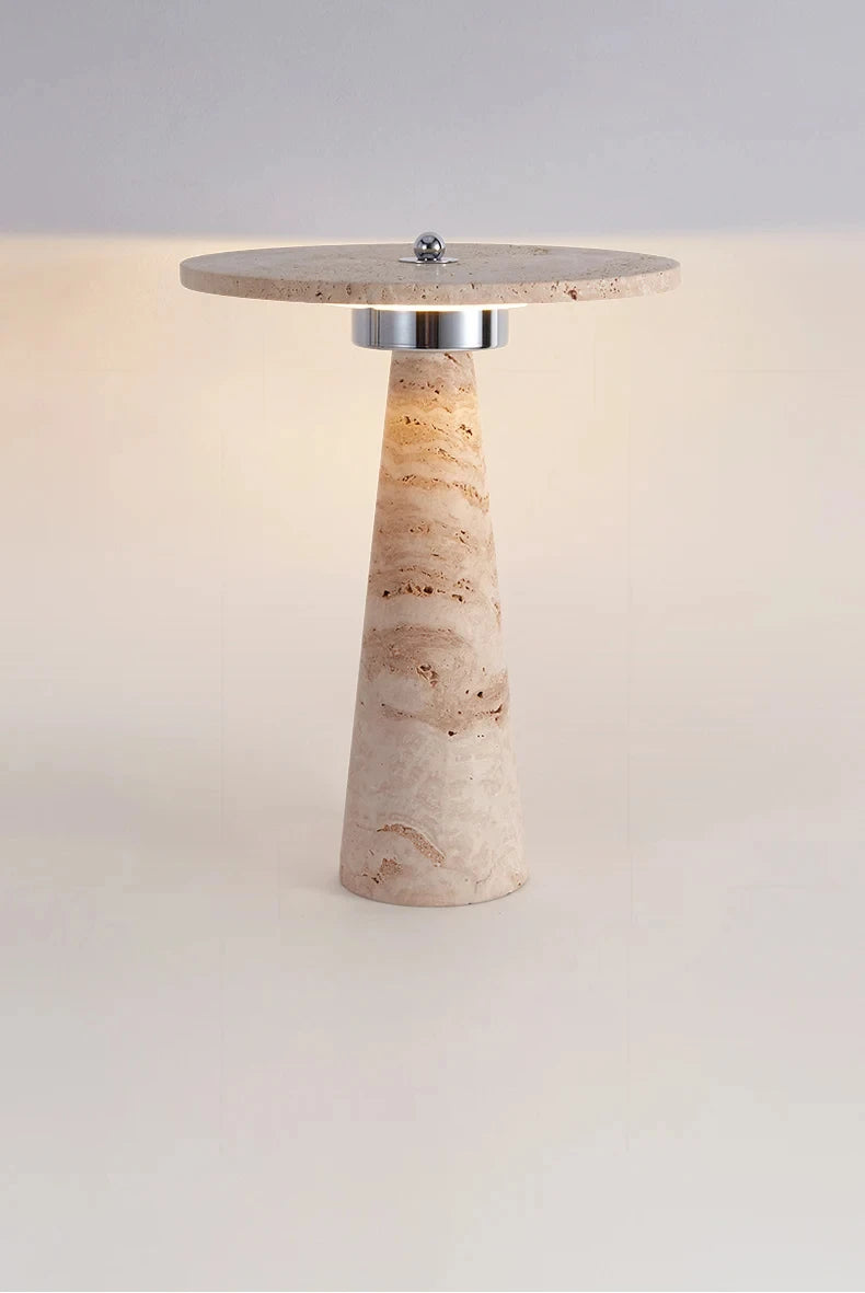 Travertine Natural Stone Mushroom Table Lamp