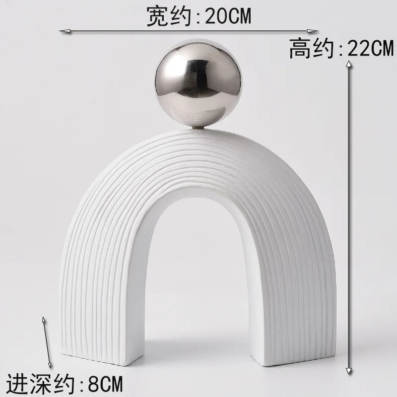 Black Gold Electroplated Resin Ball Arch Sculpture Set