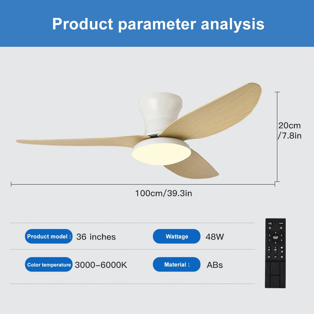 Ceiling Fan Light — Modern LED Dimmable Remote Control Fixture