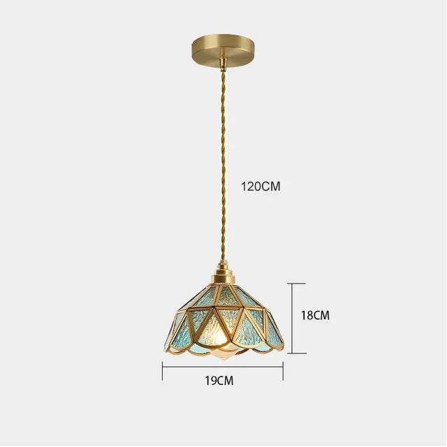 Retro Copper Tiffany Stained Glass Wall Lamp
