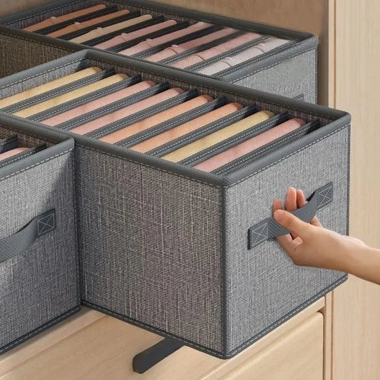 Clothes Organizer Box — Foldable Canvas Closet Storage Bins for Pants, Jeans & Socks