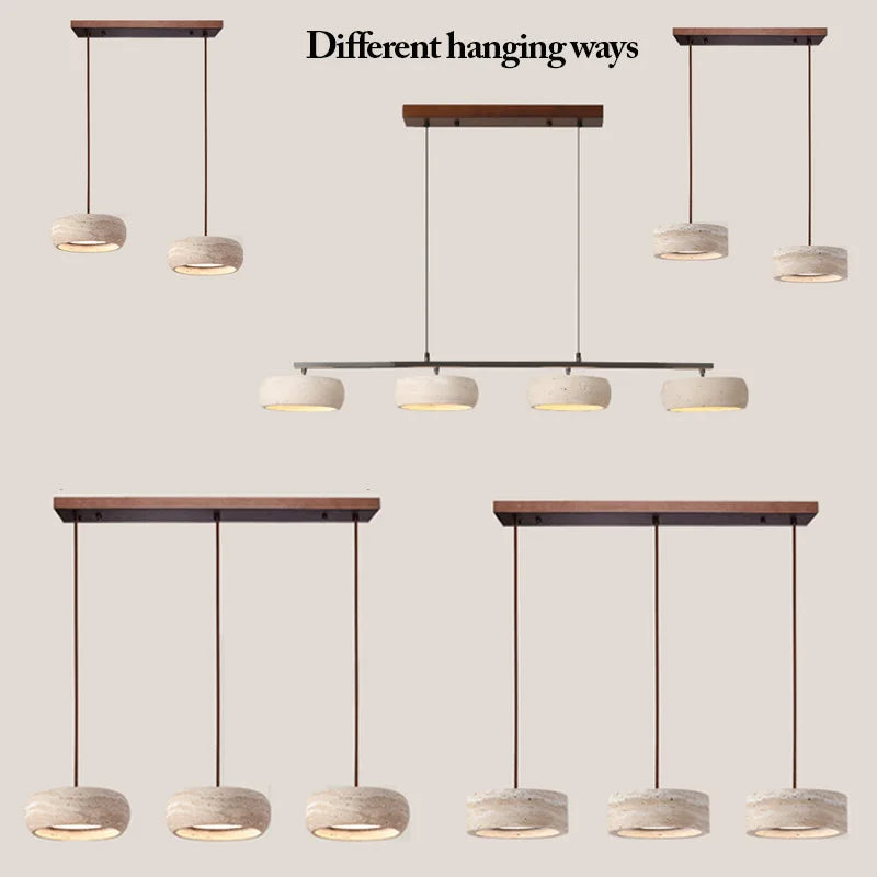 Travertine Natural Stone LED Pendant Light