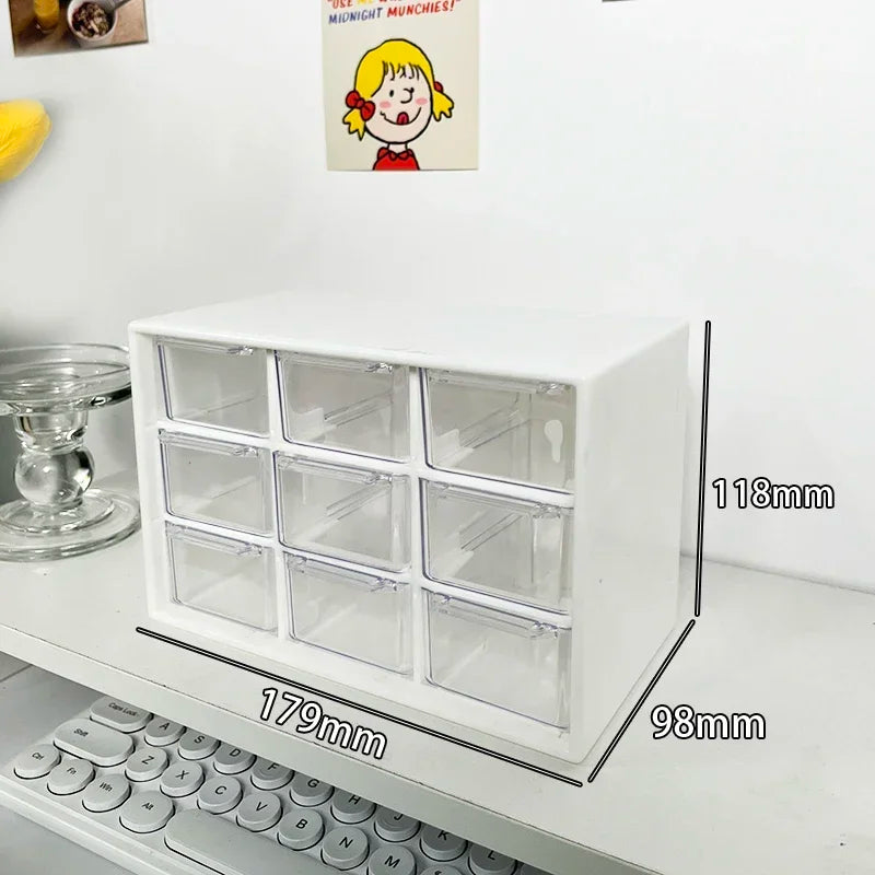 Transparent 9 Grid Desktop Office Drawer Organizer