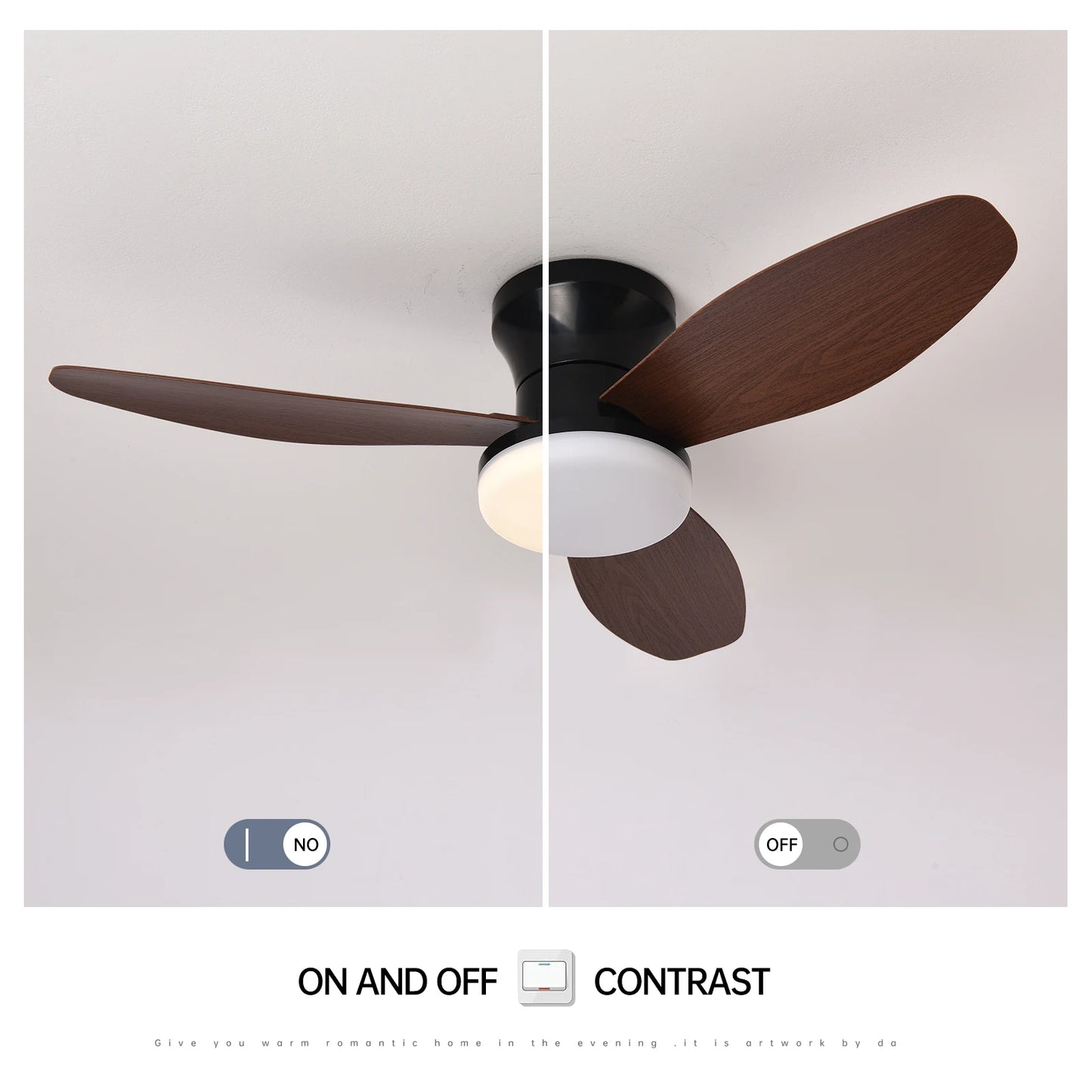 Modern Quiet LED Remote Control Ceiling Fan with Light