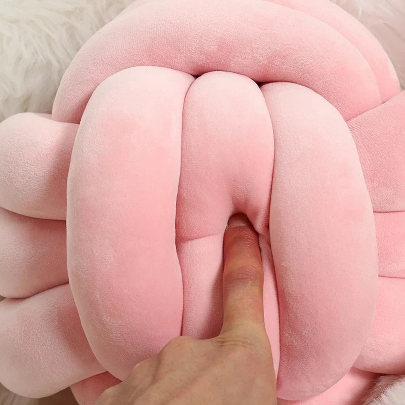Handmade Velvet Knot Ball Round Decorative Throw Pillow