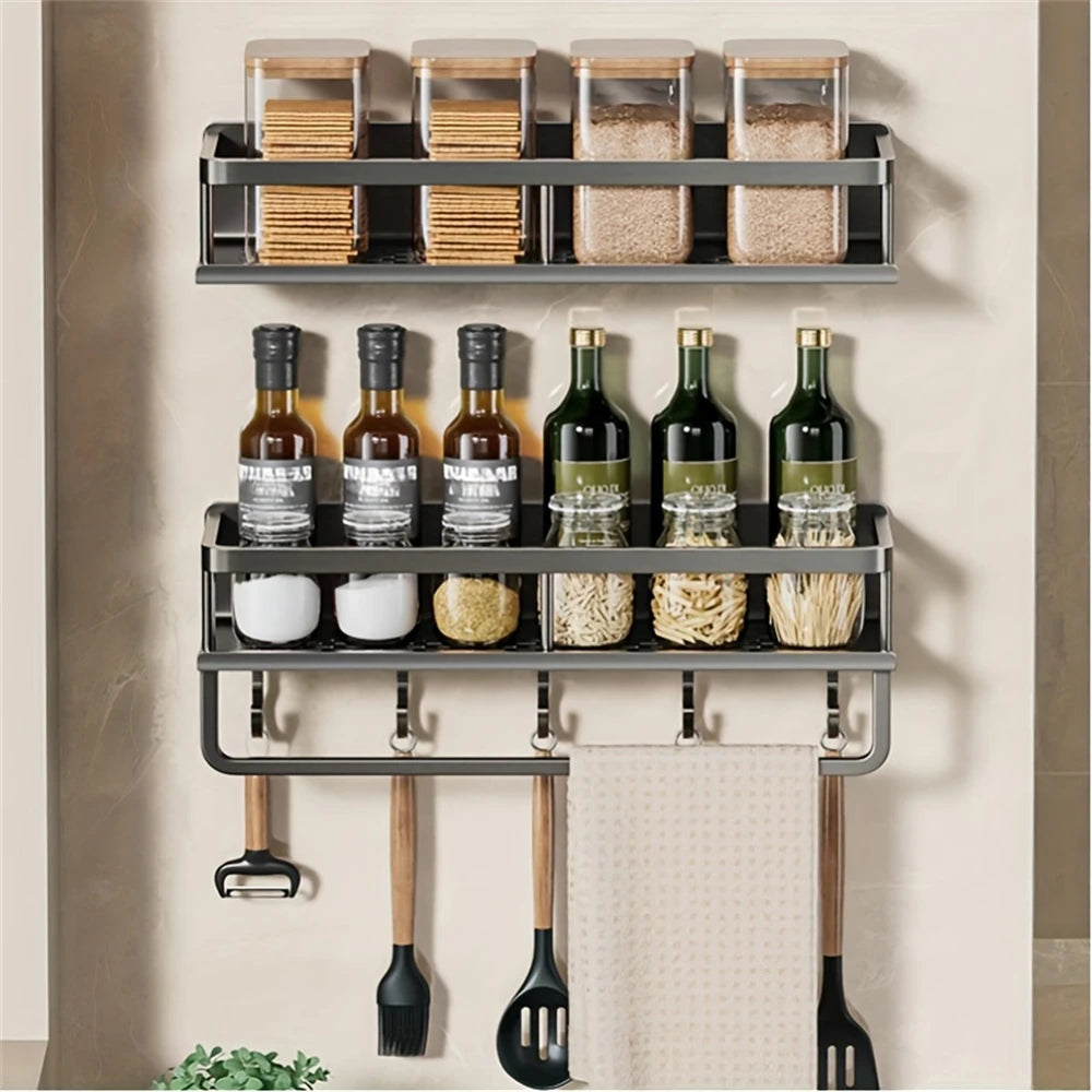 Wall Mounted Multi-Function Kitchen Seasoning Storage Rack
