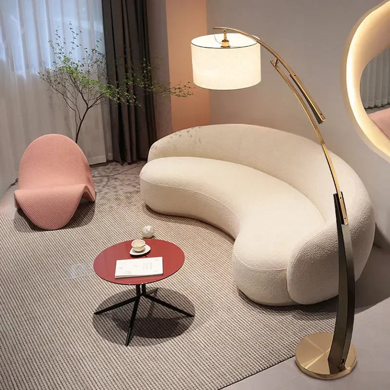 Adjustable Fabric Shade Bedside Floor Lamp